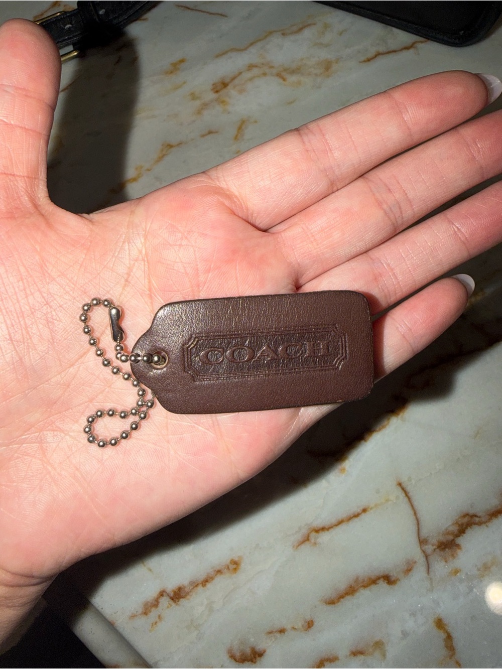 Coach Vintage Leather Hangtag OS Mahogany Brown Embossed Logo Replacement Fob